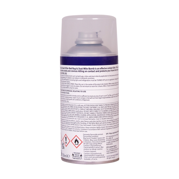 Bed Bug &amp; Dust Mite Killer Bomb - 150ml One-Shot Aerosol